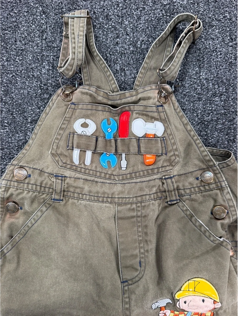 Vintage Y2K Toddler 3T olive green Bob the builder overalls